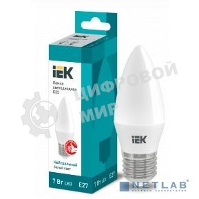 Лампа светодиодная ИЭК LLE-C35-7-230-40-E27 ECO C35 свеча 7Вт 230В 4000К E27