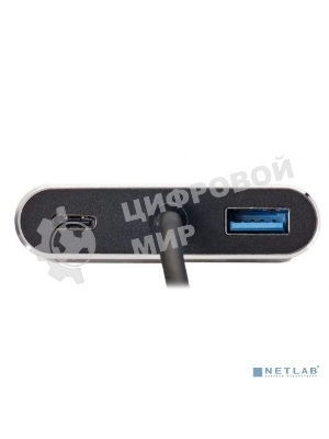 USB-концентратор USB3.1 TypeCm -->HDMI+USB3.0+PD+VGA Alum Grey 4K@30Hz, Telecom TUC055