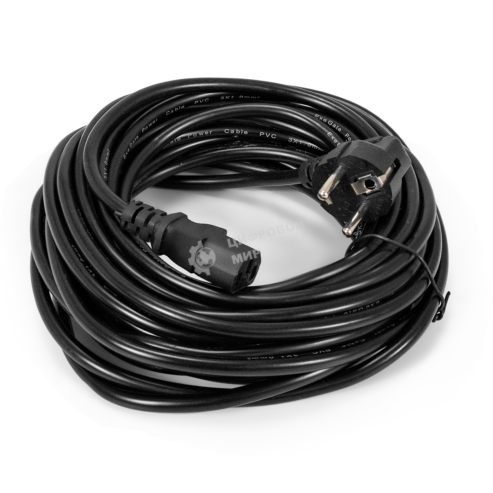 Кабель питания ExeGate Special PC-10S (Евровилка угловая Schuko->C13, 3*0.75мм2, CCA, черный, 10м)