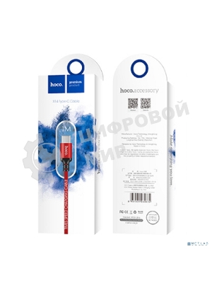 Кабель HOCO X14 USB 2.0, AM/Type-C M, черно-красный, 1м