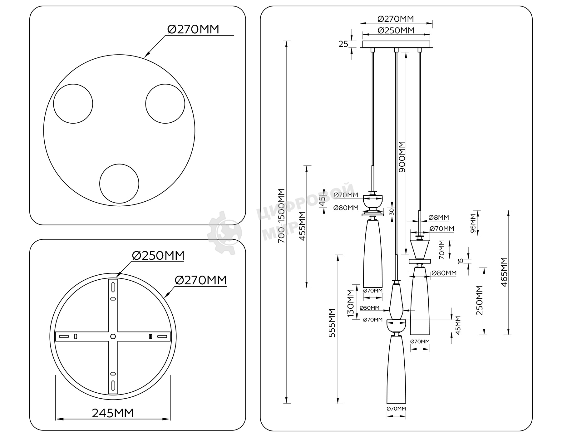 Светильник Ambrella light LH75367/3 GD/WH золото/белый G9*3 max 28W D270*1500