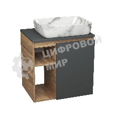 Тумба Bau Dream Blackwood 60 правая, графит, раковина BAU Hotel 51х39, мрамор