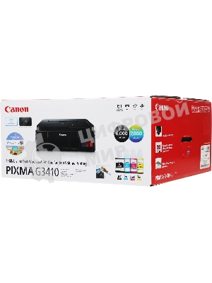 МФУ струйное Canon PIXMA G3410 (2315C009), A4, цветное, печ. 8.8 стр/мин (ч/б) 5 стр/мин (цвет), скан. до 19 стр/мин., 4800x1200 dpi (принтер) 1200х600 dpi (сканер), USB, Wi-Fi