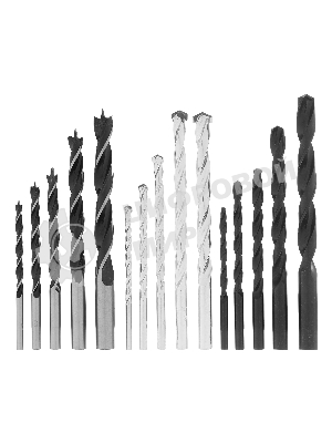Набор сверл по бетону, металлу, дереву Sparta 4-5-6-8-10 мм, 15 шт. пласт. бокс, цилин. хвостовик