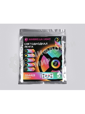 Светодиодная лента Ambrella light GS4401 5050 60Led /10W m/ 24V IP20 RGBW+3000K/ 5000*10*1.87mm (5 конт.)