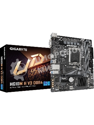 Материнская плата GIGABYTE H610M H V3 DDR4, LGA1700, Intel H610, 2xDDR4, 4xSATA, 1xM.2, 1xPCIe 4.0 x16, 1xPCIe x1, HDMI, D-Sub, 1x1Gb LAN, 3x3.5 мм, 7.1, microATX