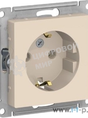 Розетка с заземлением, 16А, механизм, бежевый
