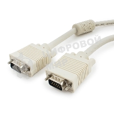 Кабель Gembird/Cablexpert VGA Premium, 15M/15M, 10м, серый, тройной экран, феррит.кольца