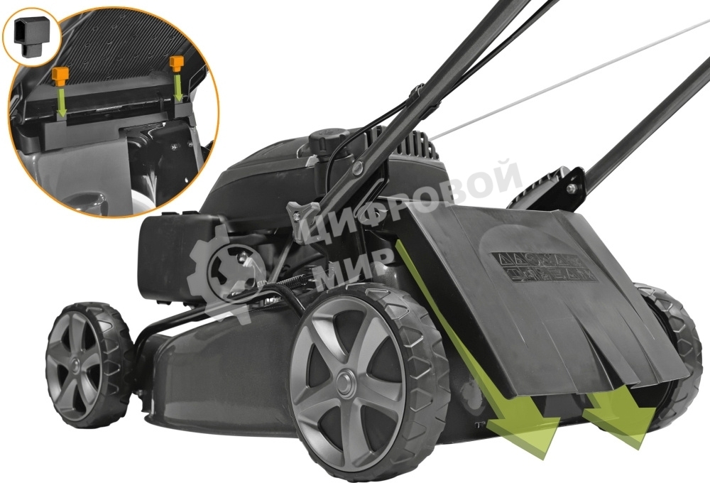 Газонокосилка CARVER LMG-2646HM бенз., 2.6 кВт, шир.46см колеса 7''/8'' травосб.65л мульчиров.