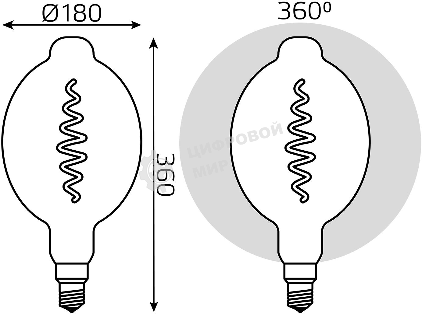 Лампа светодиодная филаментная Gauss Filament Vintage 8.5Вт цок.: E27 шар 220B 1800K св. свеч. белый теп. (упак.: 1 шт)