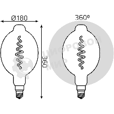 Лампа светодиодная филаментная Gauss Filament Vintage 8.5Вт цок.: E27 шар 220B 1800K св. свеч. белый теп. (упак.: 1 шт)