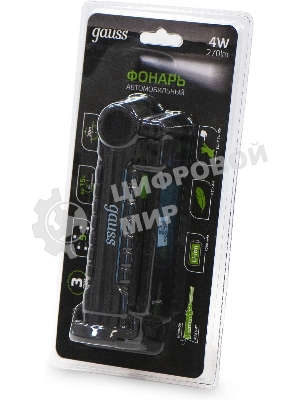 Фонарь автомобильный Gauss GFL803 черный 4Вт лам.:светодиодный встроенный аккумулятор