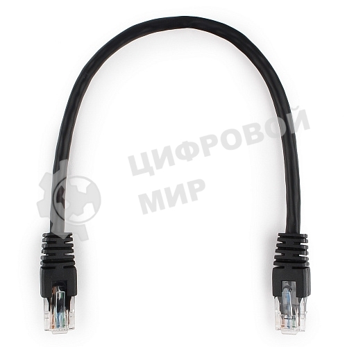 Патч-корд UTP Cablexpert PP6U-0.25M/BK cat.6, 0.25м, литой, многожильный, черный