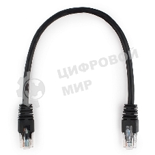 Патч-корд UTP Cablexpert PP6U-0.25M/BK cat.6, 0.25м, литой, многожильный, черный