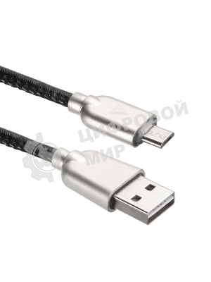 Кабель USB ACD-Allure MicroUSB - USB-A Кожа, 1м, черный