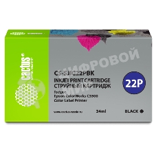 Картридж струйный Cactus CS-SJIC22PBK черный (34мл) для Epson ColorWorks C3500