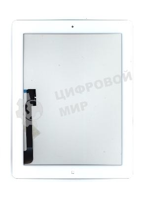 Сенсорное стекло (тачскрин) для iPad, 3 белое с кнопкой