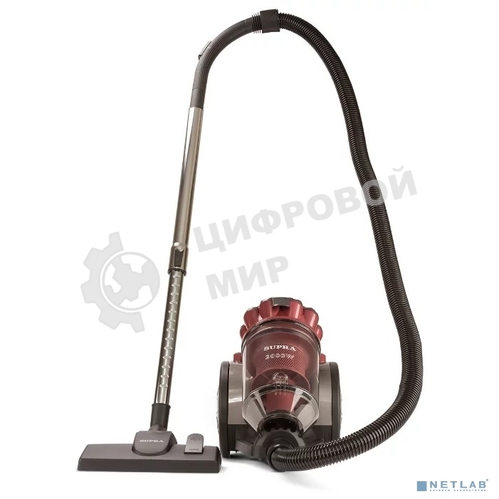Пылесос SUPRA VCS-2024 серый, 230/2000 Вт, уборка сухая, пылесборник контейнер 2 л