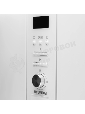 Микроволновая печь встраиваемая Hyundai HBW 2030S WG белый, 20 л, 800 Вт, переключатели - поворотный механизм