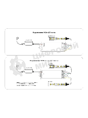 Контроллер GS11501 RGB+CCT 12A 12V 144W/ 24V 288W (ПДУ Радио 2.4G CR2025)