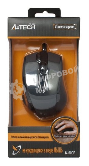 Мышь проводная A4Tech N-500F серый глянец/черный, 1200 dpi, USB, кнопки - 4