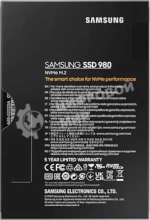 Накопитель SSD Samsung 980, 1000Gb, PCIe 3.0 x4, M.2 2280, NVMe, R/W 3500/3000