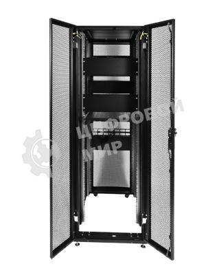 Шкаф серв.ПРОФ нап. 42U (600x1000) дверь перфор., задние двойные перфор., черный, в сборе (ШТК-СП-42.6.10-48АА-9005) (1 коробка)