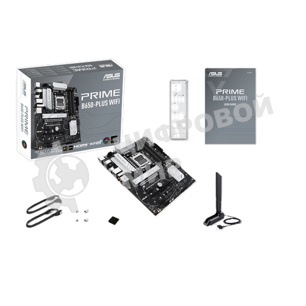 Материнская плата ASUS PRIME B650-PLUS WIFI, AM5, AMD B650, 4xDDR5, 4xSATA, 2xM.2, 1xPCIe 4.0 x16, 2xPCIe 4.0 x1, 1xDP, 1xHDMI, 1x2.5Gb LAN, Wi-Fi 6E, Bluetooth 5.3, 4xUSB-A 10Gbps, 2xUSB-A 5Gbps, 2xUSB-A 2.0, 5x3.5 мм, 7.1, ATX