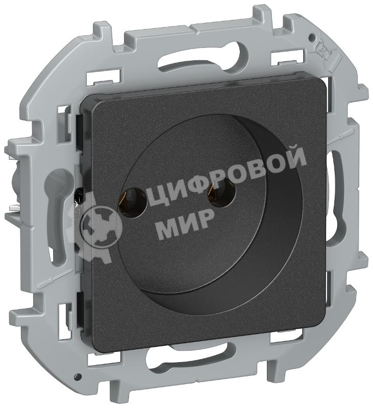 IEKINSPIRIA Розетка 1-местная без заземления без защитных шторок 16А 6737131 антрацит
