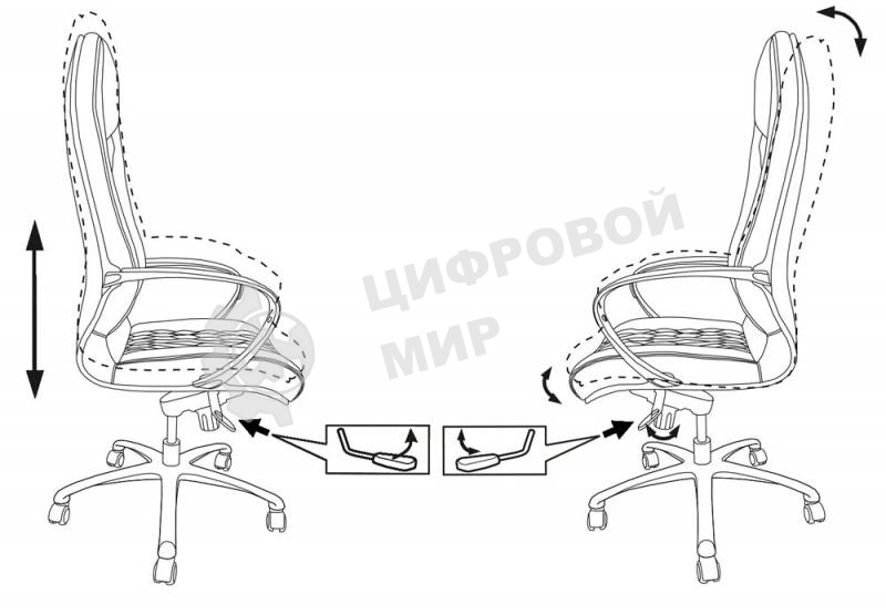 Кресло руководителя Бюрократ Aura/Black черный, кожа, крестовина полированный алюминий