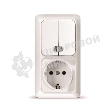 Блок ОП Олимп 2-кл. вык. с подсветкой + роз. с заземл. верт. бел. UNIVersal О0041