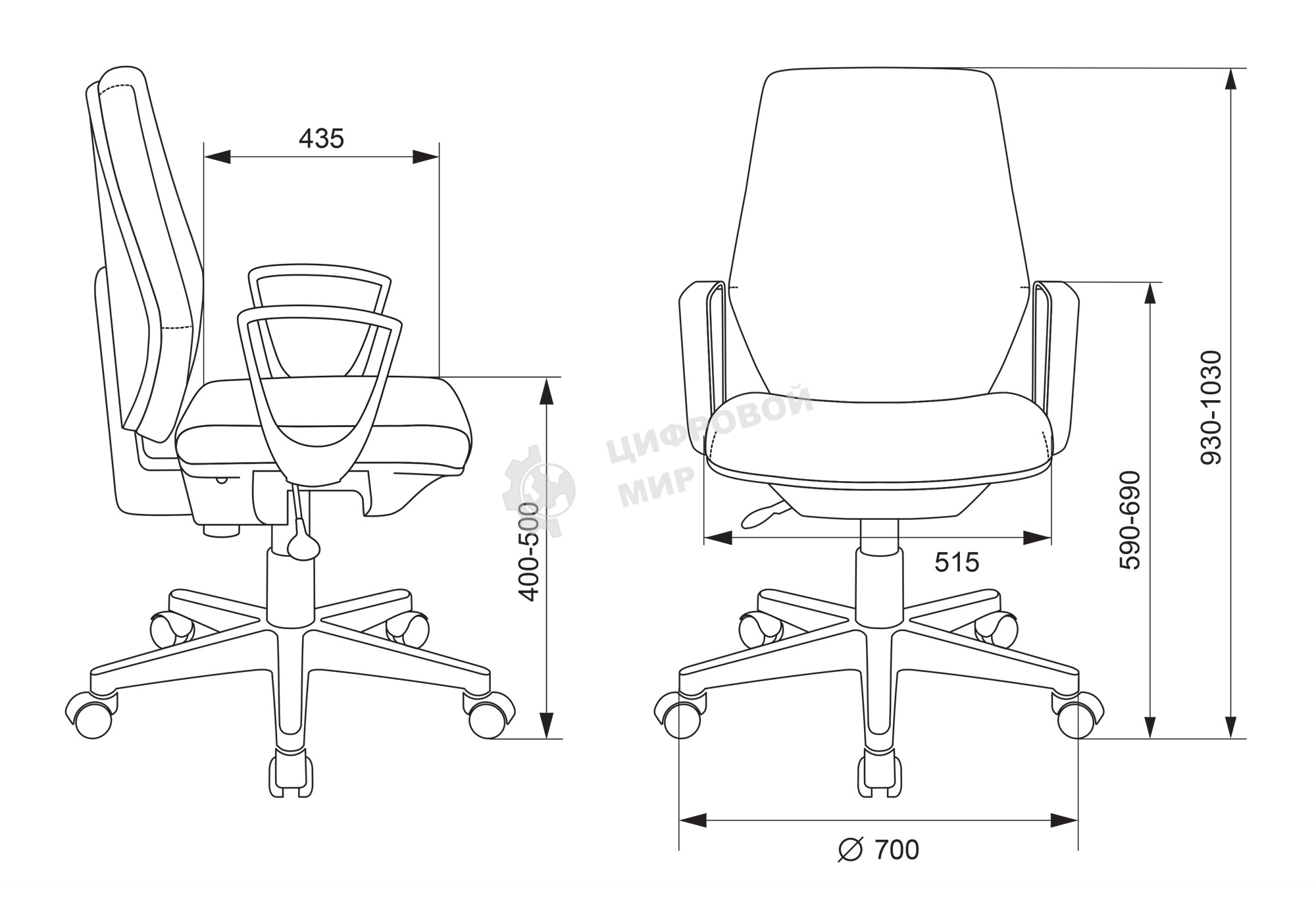 Кресло офисное Бюрократ CH-W545 серый 38-404, крестовина пластик, пластик белый