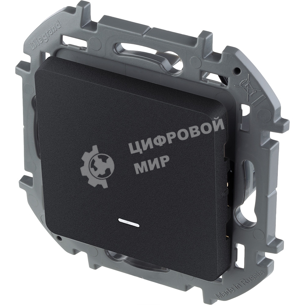 Переключатель 1-клавишный с подсветкой/индикацией 10AX 250 В антрацит