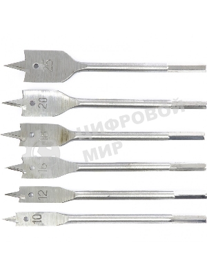 Набор сверл Сибртех перовых по дереву, 10-12-16-18-20-25 мм 6 шт