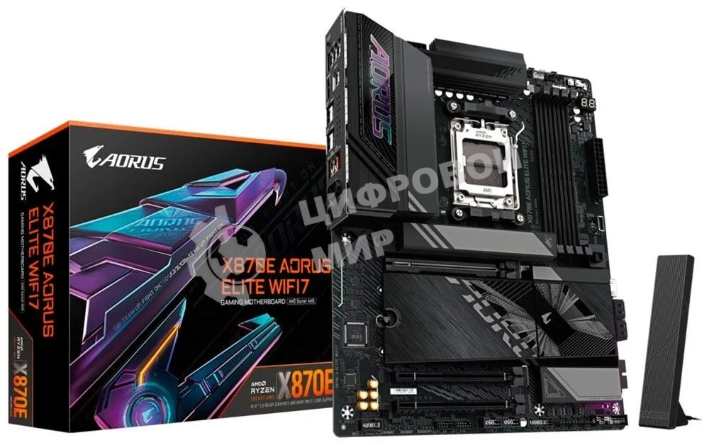 Материнская плата Gigabyte X870E AORUS ELITE WIFI7, AM5, AMD X870E, 4xDDR5, 4xSATA, 4xM.2, 1xPCI-E 5.0 x16, 1xPCI-E 4.0 x4, 1xPCI-E 3.0 x4, 1xHDMI, 1x 2.5Gb LAN, 4xUSB-A 3.2 Gen 1, 2xUSB-A 3.2 Gen 2, 4xUSB-A 2.0, 2xUSB-C 4.0, 2x3.5 мм, 7.1, ATX