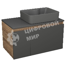 Комплект: тумба Bau Dream Blackwood графит 80, раковина BAU Cerama 48х37, темно-серая