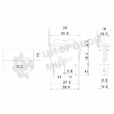 Выключатель клавишный 250V 10А (3с) ON-OFF-ON черный  с нейтралью  (RWB-411, SC-791)  REXANT Индивидуальная упаковка 1 шт