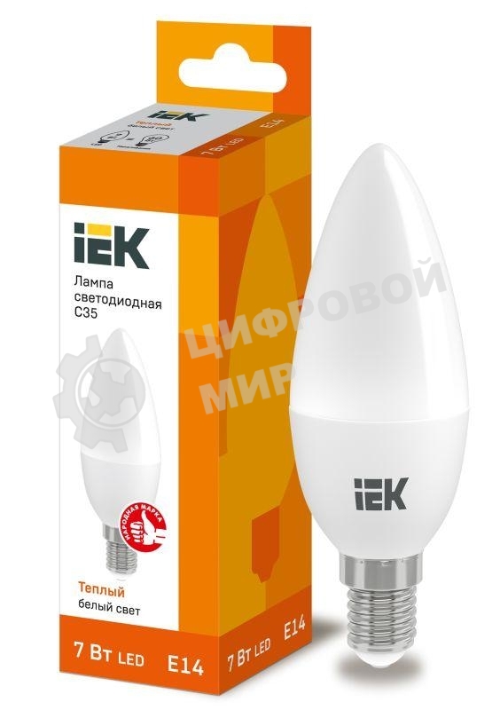 Лампа cветодиодная IEK LLE-C35-7-230-30-E14 ECO C35 свеча 7Вт 230В 3000К E14