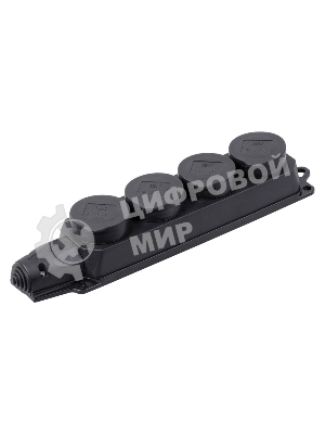 Розетка (колодка) 4-м Омега РБ34-1-0м с защ. крышкой IP44 каучук IEK PKR64-016-2-K02