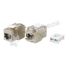 Hyperline KJ8-8P8C-C5e-180-TLS-SH-F-WH Вставка Keystone Jack RJ-45(8P8C), категория 5e, экранированная, тип 180 градусов, Toolless, белая