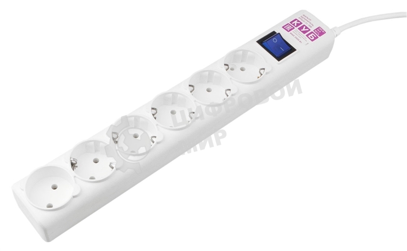 Сетевой фильтр PowerCube Фильтр-удлинитель (SPG(5+1)-16B-5M) 6 розеток, 5м,16А/3,5 кВт, белый