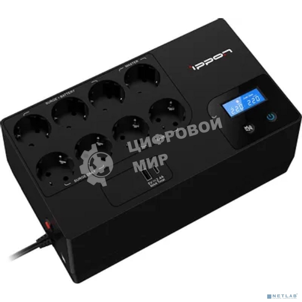 Источник бесперебойного питания Ippon Kirpich 850 480Вт 850ВА черный