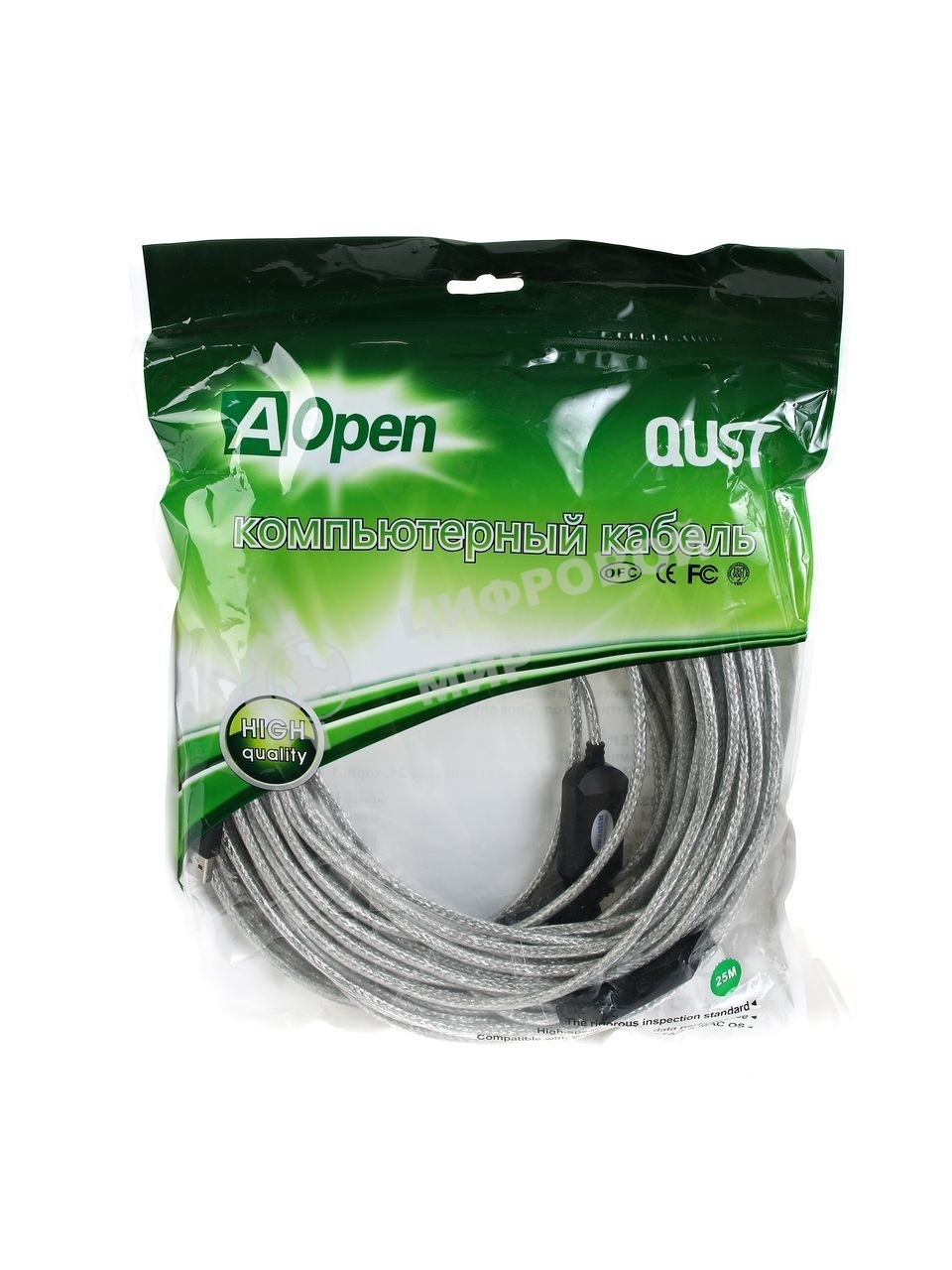 Кабель-адаптер/Кабель-адаптер USB2.0-repeater, удлинительный активный Am-->Af 25м AOpen ACU823-25M