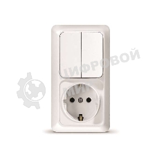 Блок ОП Олимп 2-кл. вык.+ роз. с заземл. верт. бел. UNIVersal О0040