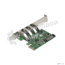 Контроллер ExeGate EXE-314 PCI-E 2.0, 4*USB 3.0 ext, разъем доп.питания (OEM)