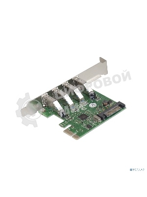 Контроллер ExeGate EXE-314 PCI-E 2.0, 4*USB 3.0 ext, разъем доп.питания (OEM)