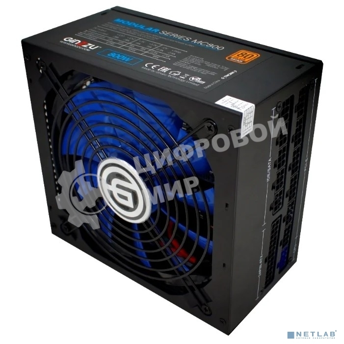 Блок питания Ginzzu MC800 14CM 80+Bronze белый