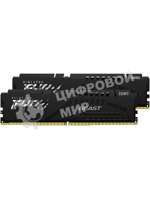Оперативная память Kingston Fury Beast, DDR5, 64Gb (2x32Gb), 6000MHz, CL36, DIMM, с радиатором, черный