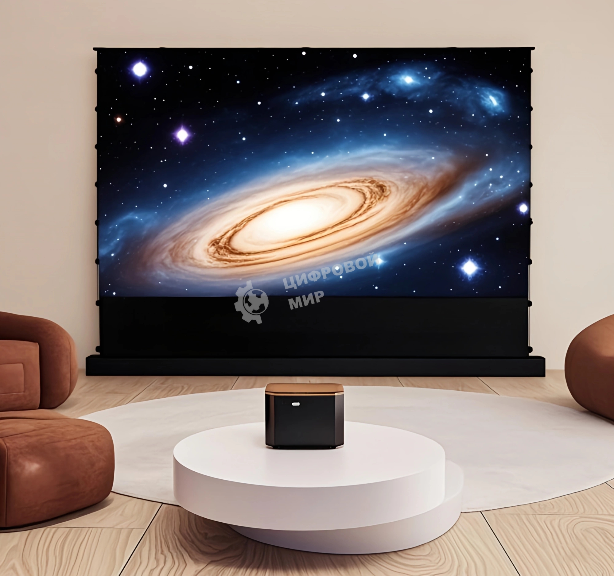 Экран Cactus 125x221 см FloorRising CS-PSFRCLR-221X125 16:9 напольный рулонный черный (моторизованный привод)