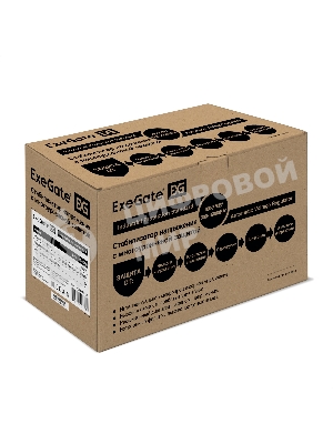 Стабилизатор напряжения ExeGate Expert AS-1000 (1000ВА, вход 140...260В, выход 220В±8%, КПД 98%, 5 уровней защиты, задержка, евророзетка, RTL)